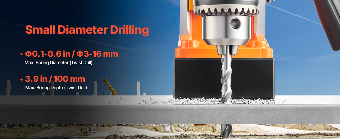 SucceBuy 11PCs Magnetic Drill Motor 1.6 in 1450W Boring Diameter 850RPM Speed 2810 lbf Portable Electric Mag Drill Press