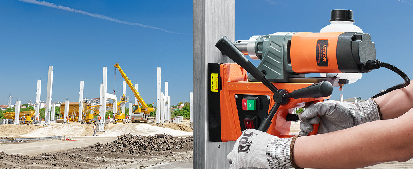 SucceBuy 11PCs Magnetic Drill Motor 1.6 in 1450W Boring Diameter 850RPM Speed 2810 lbf Portable Electric Mag Drill Press